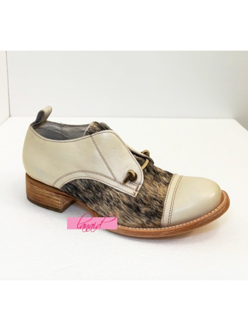 NEW Freebird Mabel White Multi Pony Leather Hair Beige Brown Oxford Flat Loafers - Picture 5 of 11